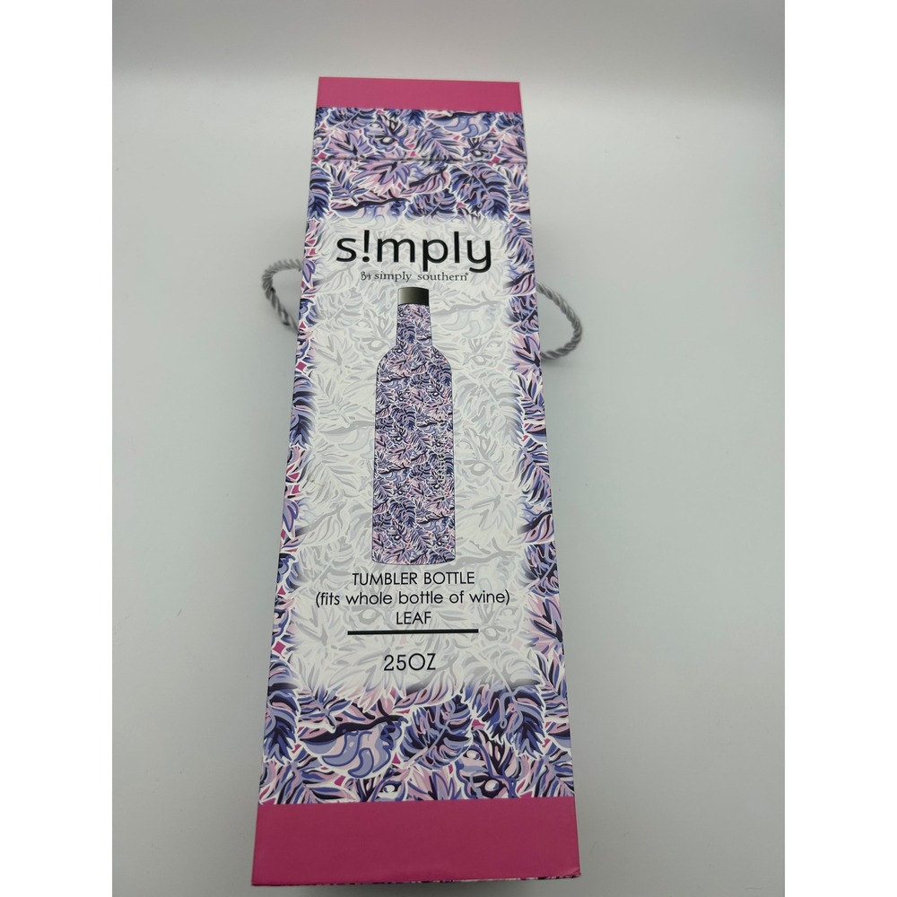 Simply Southern Tumbler Bottle 25 Oz Leaf‎ Pattern Fits Whole Wine Bottle